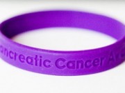 Picture of a pancreatic cancer awareness bracelet to represent the link between cancer and periodontal disease.